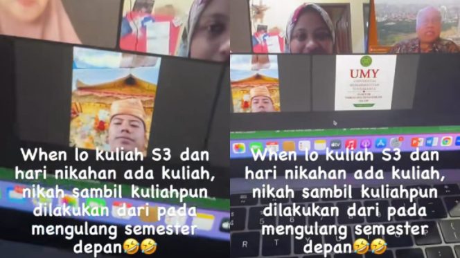 
					Tak Mau Mengulang Mata Kuliah, Seorang Mahasiswa S3 Tetap Ikuti Kuliah Online di Hari Pernikahannya