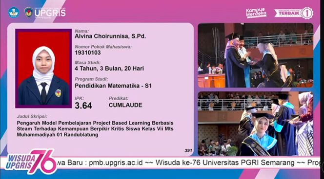 
					Rektor Upgris Harap 800 Lulusan yang Diwisuda Siap Berjuang di Dunia Kerja