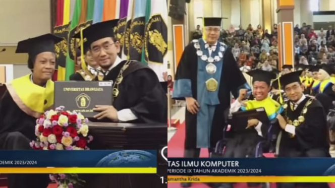
					Moment Wisuda UB, Rektor Salami Dua Mahasiswa Penyandang Disabilitas 