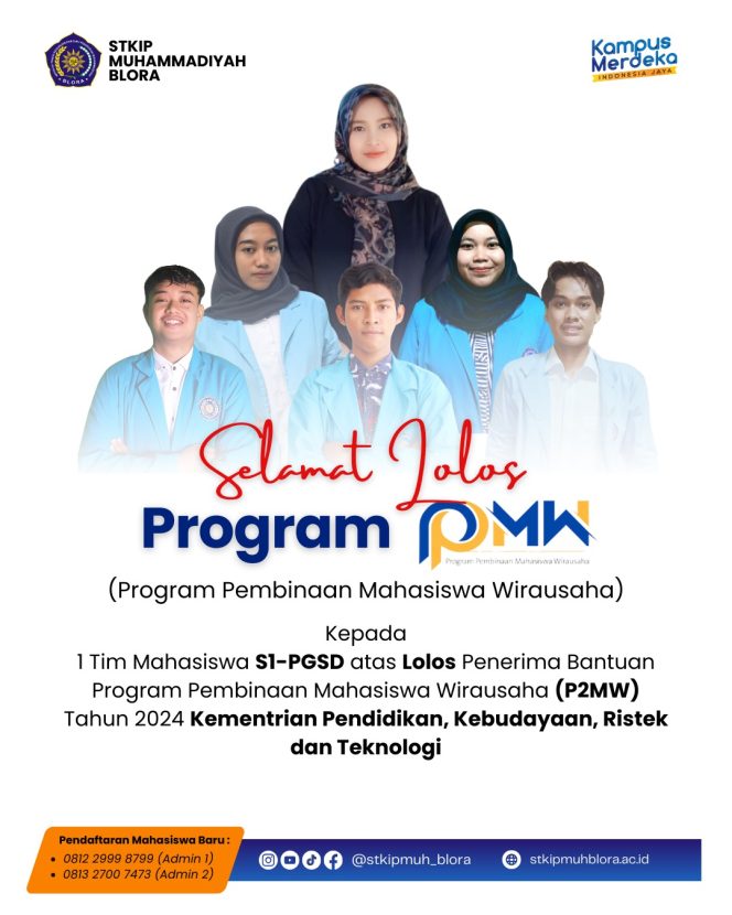 
					1 Tim Mahasiswa S1-PGSD STKIP Muhammadiyah Blora Lolos Program Pembinaan Mahasiswa Wirausaha (P2MW) Tahun 2024